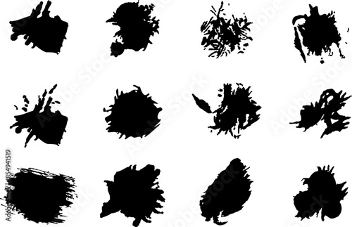 set of brushes, collection of black paint brush, strokes, brushes, lines. artistic design elements. Vector illustration. Isolated on white background