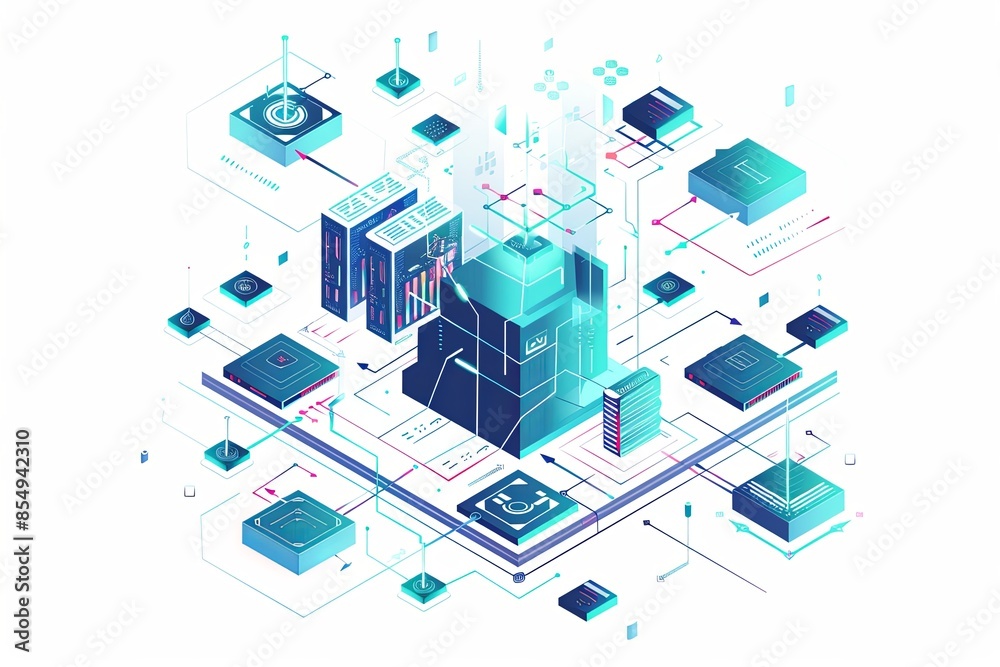 Conceptual Technology Flat Illustration created with Generative AI Conceptual Technology Flat Illustration created with Generative AI