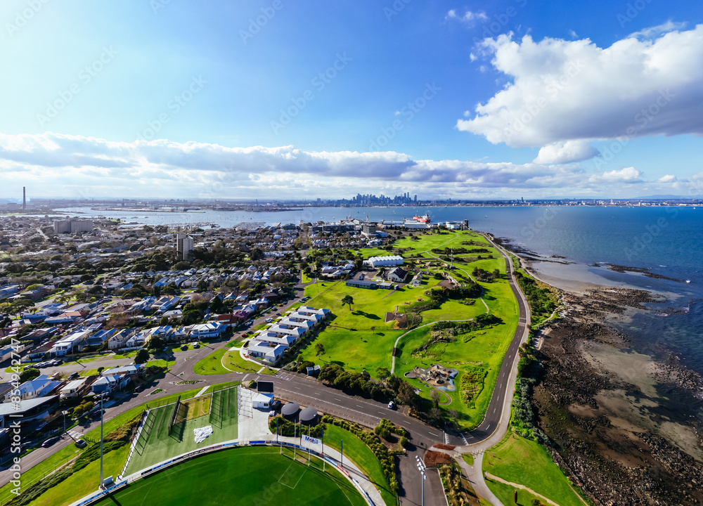 Fototapeta premium Aerial view over Williamstown in Australia