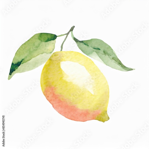 Hand drawn watercolor lemon fruit isolated on white background