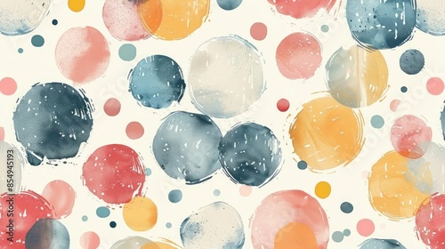 Boho circles and dots design in a pastel spring repeating pattern style.