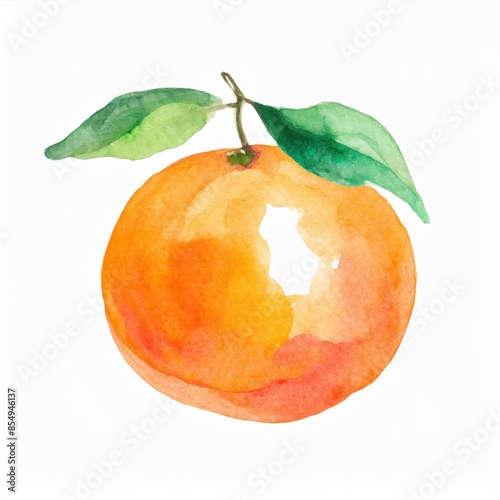 Hand drawn watercolor orange fruit isolated on white background
