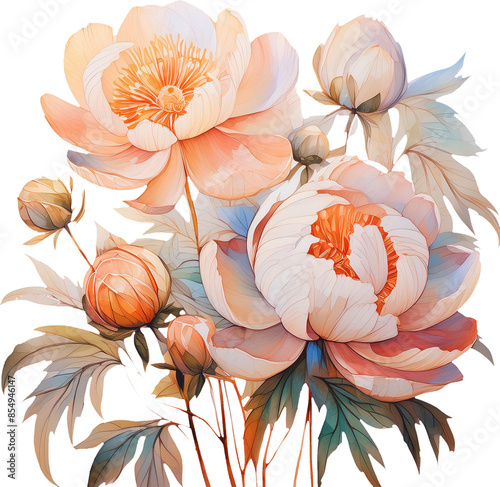 Watercolor Flower with transparent background