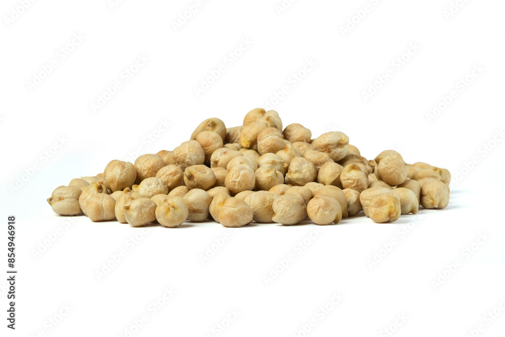 Heap of dried chickpeas isolated on white background with clipping path top view flat lay. Heap of dried chickpeas isolated on white background with clipping path top view flat lay.