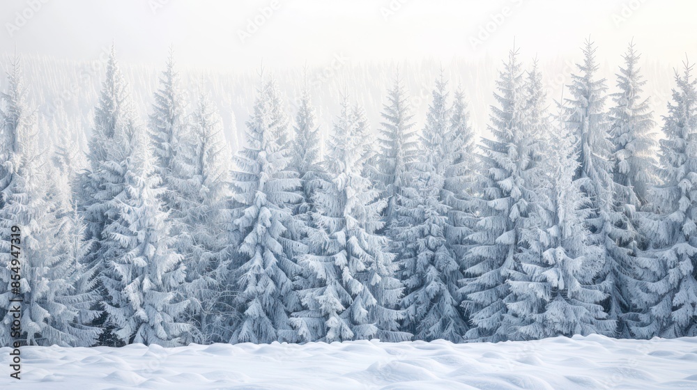 Snow covered fir trees on the background of mountain peaks. Snow covered fir trees on the background of mountain peaks.