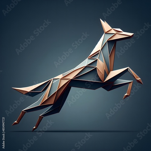 AI Generate of Running Dog in Elegant Style with Minimal Geometric Form. Vector, Logo, Symbol. Businesses related to nature, vacational resort, travelling, tourism fashion, etc. photo