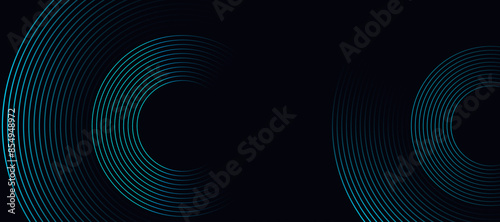 Blue abstract background with circular lines, technology futuristic template. Vector illustration