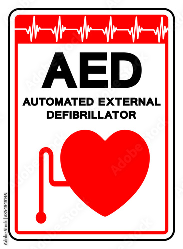 AED Automated External Defibrillator Symbol Sign, Vector Illustration, Isolate On White Background Label .EPS10