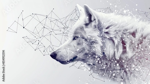 Wolf head with geometric network design photo