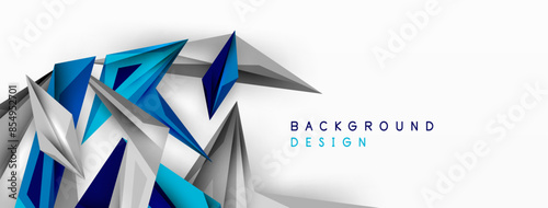 Minimal geometric abstract background. Low poly dynamic triangle design. Trendy techno business template for wallpaper, banner, background or landing