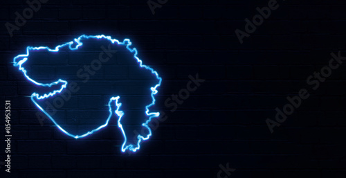 Foto gujrat map neon sign
