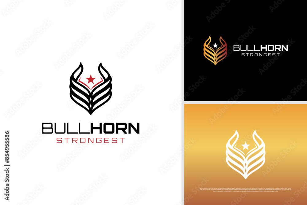 Vector bull horn hipster logo design template Vector bull horn hipster logo design template