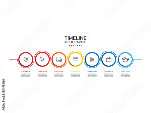 Timeline infographic, presentation business infographic timeline colorful with 7 step.