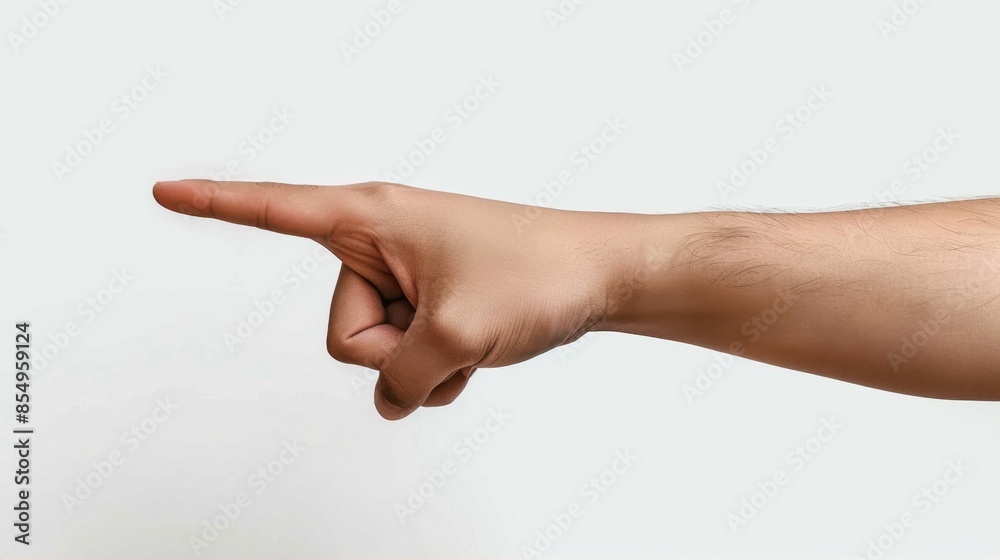 A hand pointing to the left with the index finger extended against a white background. The gesture clearly indicates direction or draws attention to something specific.
A hand pointing to the left with the index finger extended against a white background. The gesture clearly indicates direction or draws attention to something specific.