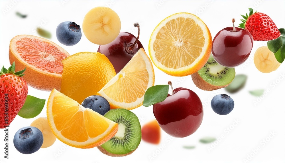 fruits and berries isolated on white background fruits and berries isolated on white background