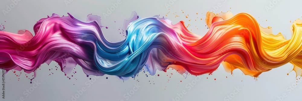 Brushstroke color ribbon paint stroke flow shape wavy design, paintbrush pen fluid rainbow element texture, photorealistic, Close-up, mix color Brushstroke color ribbon paint stroke flow shape wavy design, paintbrush pen fluid rainbow element texture, photorealistic, Close-up, mix color