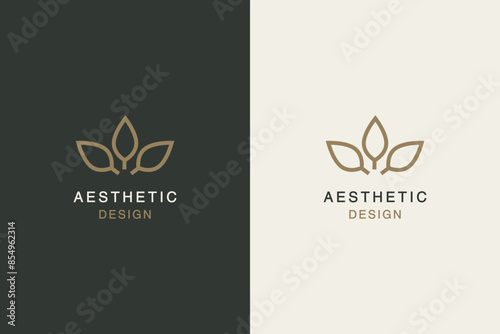 Geometric flower nature aesthetic logo design icon.