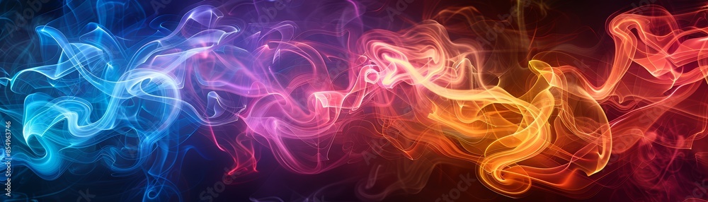 Obraz premium Colorful smoke swirls in a neon-themed abstract design