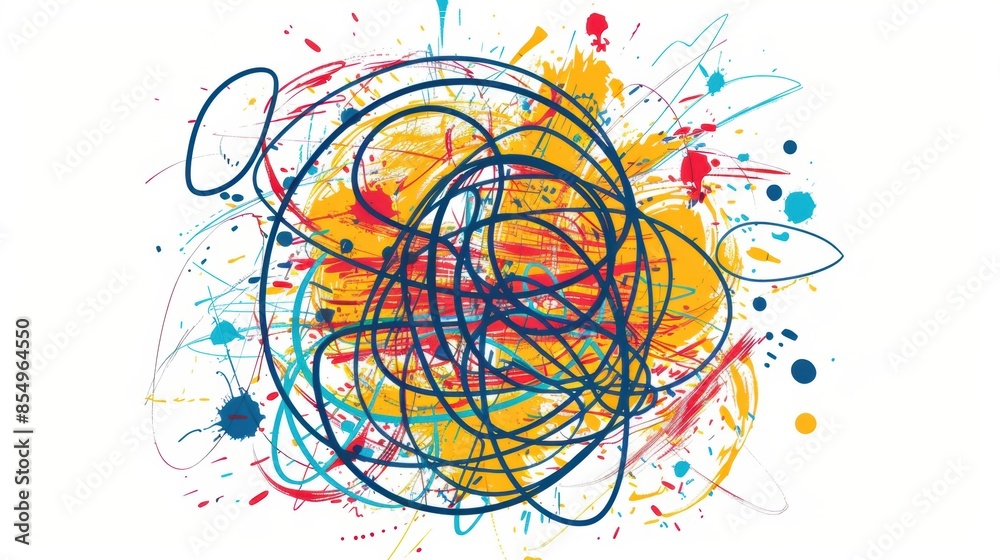 Fototapeta premium Abstract vector illustration of colorful lines and splatters