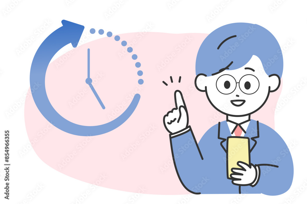 上手に時短・効率化をするスーツの男性のイラスト スマートフォン 上手に時短・効率化をするスーツの男性のイラスト スマートフォン