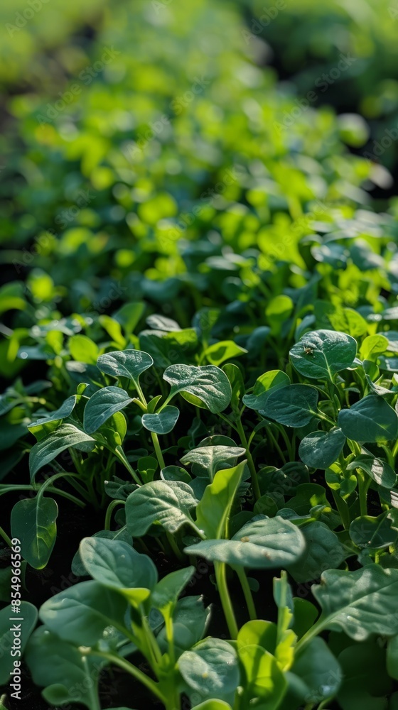 In a plantation setting, arugula grows organically, its verdant and crisp leaves contrasted against rich soil and meticulously arranged plants, exemplifying sustainable agriculture In a plantation setting, arugula grows organically, its verdant and crisp leaves contrasted against rich soil and meticulously arranged plants, exemplifying sustainable agriculture