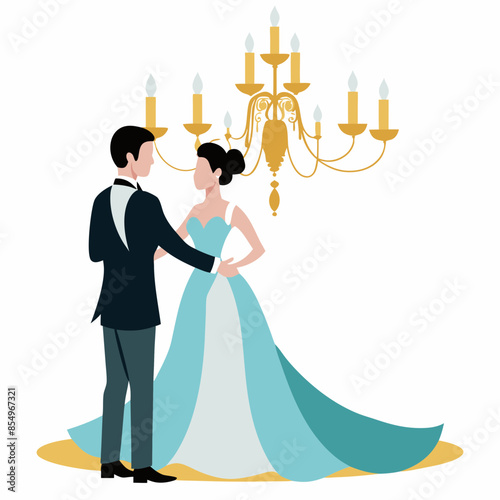wedding invitation with bride and groom