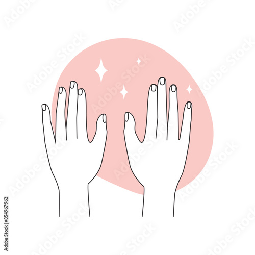 Female two hands after spa treatments in trendy minimalist style vector illustration