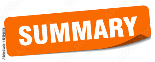 summary sticker. summary label