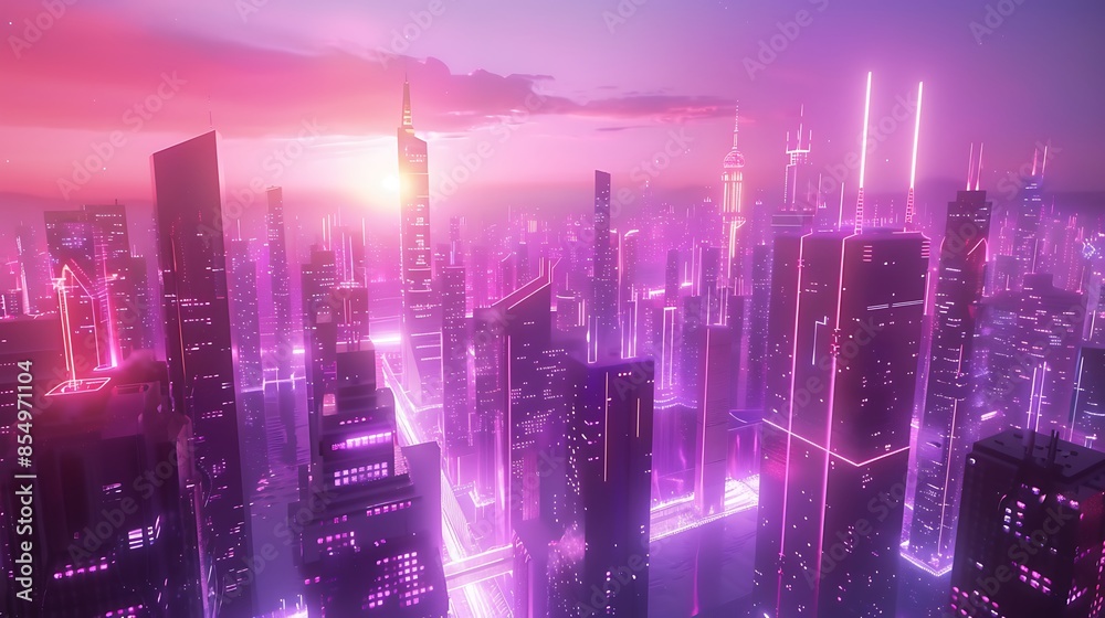 Obraz premium futuristic, abstract, illustration, design, laser, night, technology, blue, bright, vector, background, galaxy, glowing, poster, template, sky, nostalgia, purple, light, striped, geometric, 1980, retr