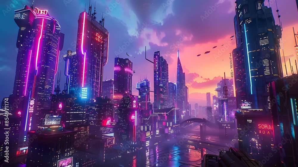 Obraz premium futuristic, abstract, illustration, design, laser, night, technology, blue, bright, vector, background, galaxy, glowing, poster, template, sky, nostalgia, purple, light, striped, geometric, 1980, retr