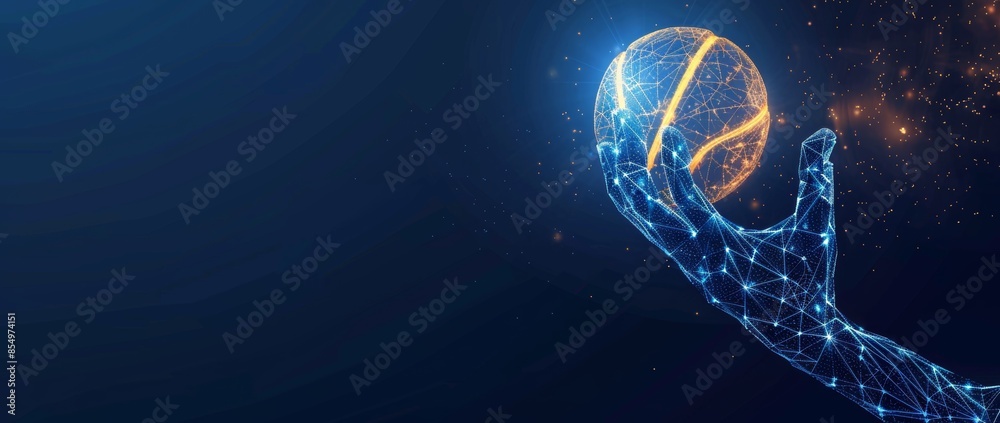 Futuristic digital hand holding glowing sphere amidst dark background, symbolizing technology and innovation. Concept of AI and digital transformation. Futuristic digital hand holding glowing sphere amidst dark background, symbolizing technology and innovation. Concept of AI and digital transformation.