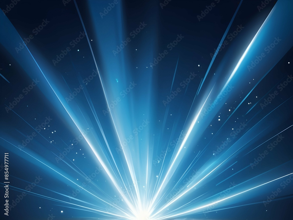 Fototapeta premium abstract childish Shining glare refulgence on a blue background. Shiny blue bright white beam ray blur space.