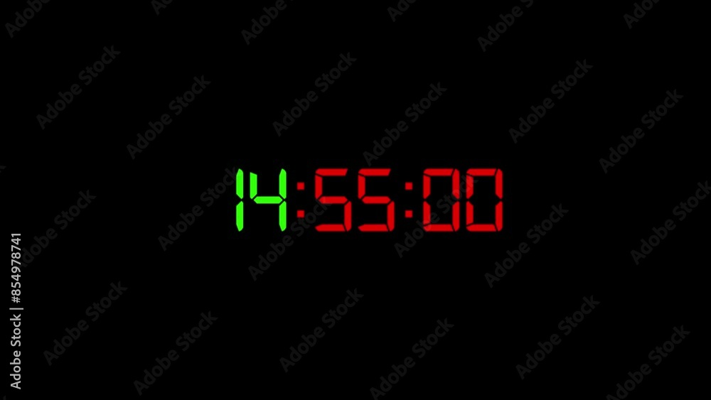 15 minutes countdown red, green digital clock 15 minutes countdown red, green digital clock