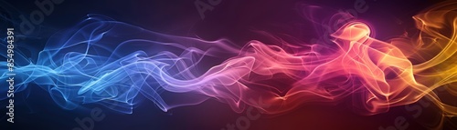 Abstract neon smoke swirls with vibrant colors