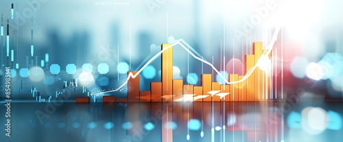 A bar graph with a sharp and sudden increase in stock values. photo