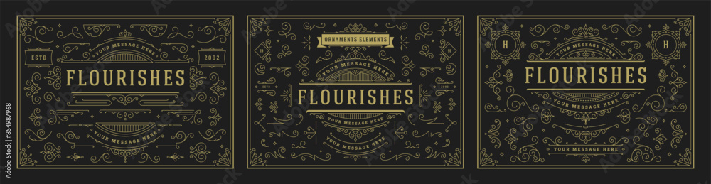 Fototapeta premium Vintage ornaments swirls and scrolls decorations design elements vector set