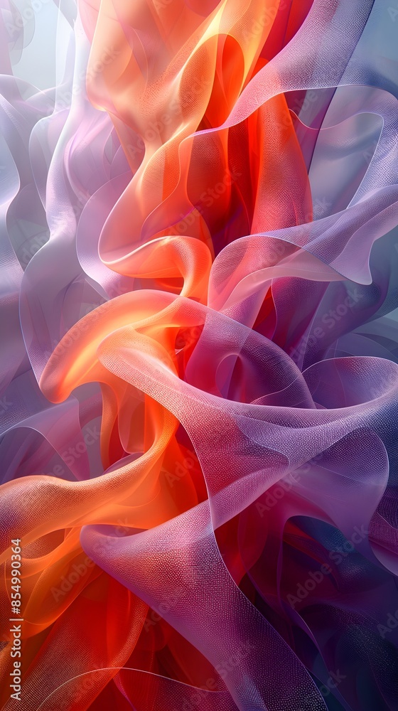 Fototapeta premium Mesmerizing Curving Abstract Lines with Prismatic Hues in Organic Surreal Digital