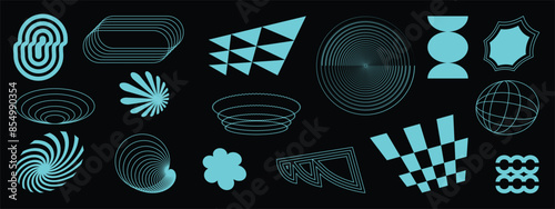 Hand drawn abstract minimal element mid century vector set. Aesthetic contemporary stripe line art, geometric shape in monochrome. Art form design for wall art, decoration, wallpaper.