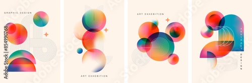 Abstract Geometric Linear background design collection. Bauhaus modern design, printable posters, banners, template concept design