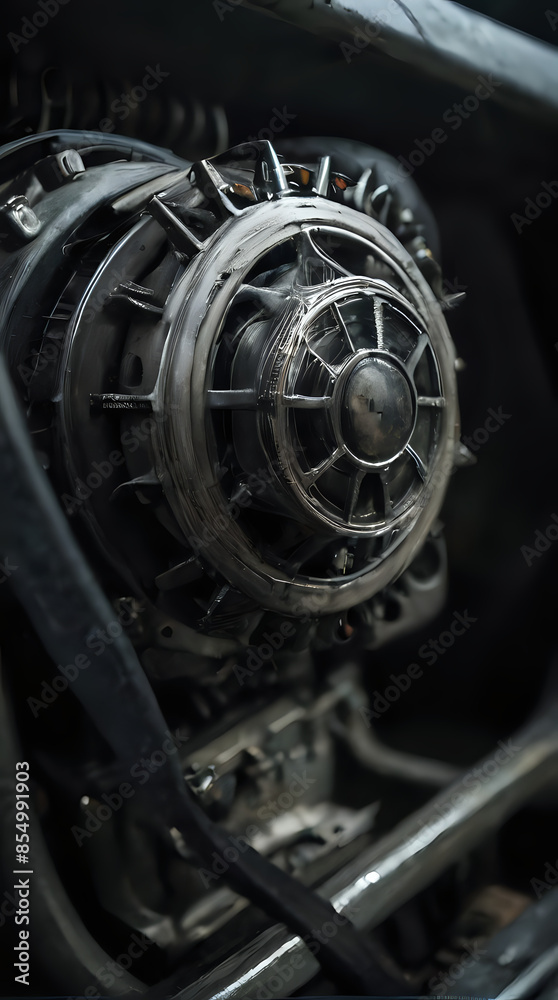 Fototapeta premium a close up of a motorcycle engine with a black background