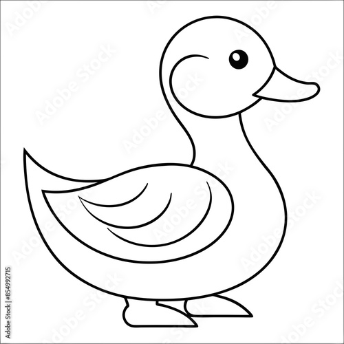 Cute Cartoon Duck line art vector illustration design for kids drawing. photo