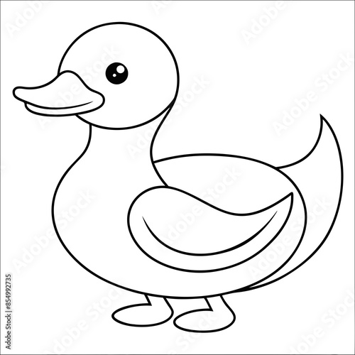 Cute Cartoon Duck line art vector illustration design for kids drawing.