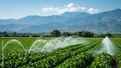 Sustainable water solutions in agriculture: Precision irrigation systems promote efficient water use, illustrated by their implementation in modern farming practices