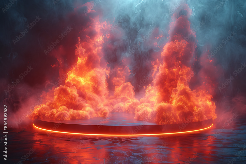 Background fire and lava podium, 3d product render stand. podium stage minimal abstract background beauty dreamy space studio pedestal
Background fire and lava podium, 3d product render stand. podium stage minimal abstract background beauty dreamy space studio pedestal