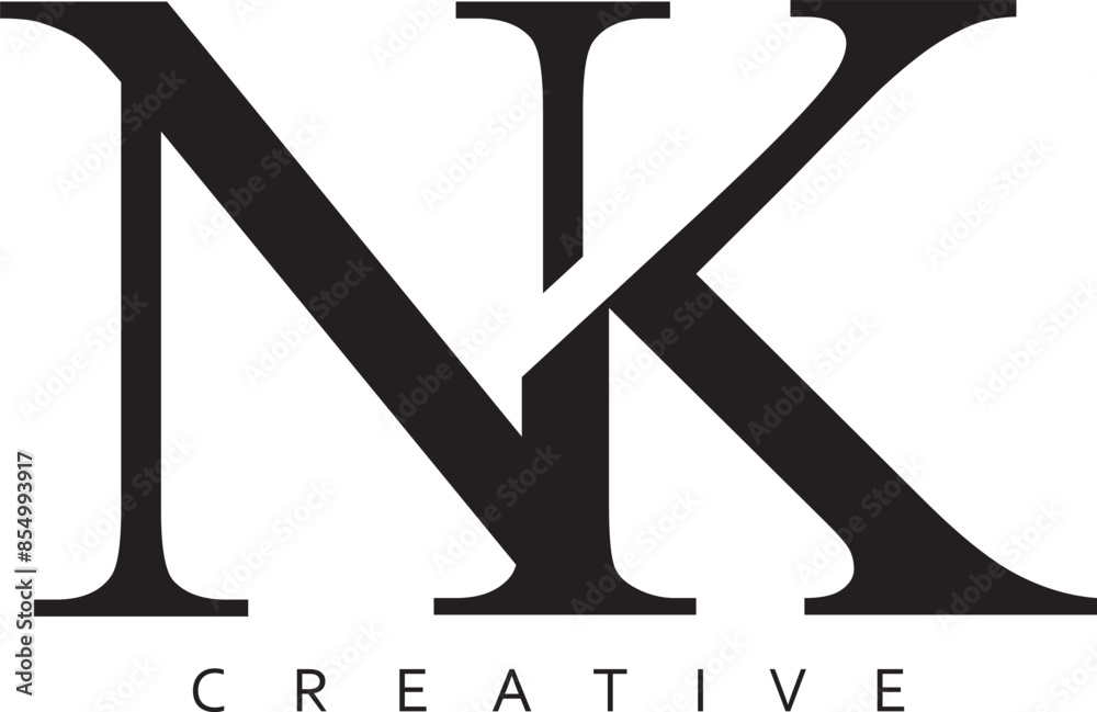 NK or KN letter modern logo design NK or KN letter modern logo design