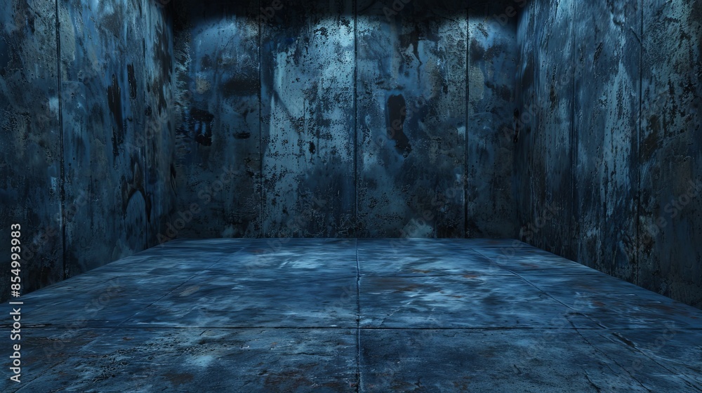 Expansive Dark Blue Studio with Dramatic Lighting Expansive Dark Blue Studio with Dramatic Lighting