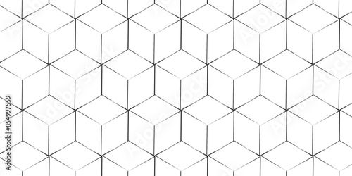Vector hexagonal illustration seamless wallpaper wire design. geometric gradient black and white square honeycomb diamond surface background.