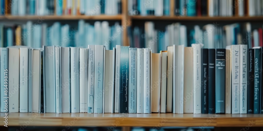 Fototapeta premium Close-Up of Books on a Shelf in a Library