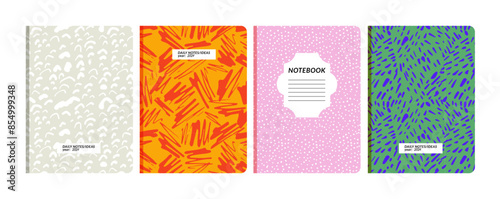 Vector illustration templates contemporary abstract cover pages for notebooks, planners, brochures, books, catalogs. Minimal modern backgrounds.