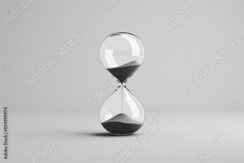 Solitary Hourglass on White Background Representing Time